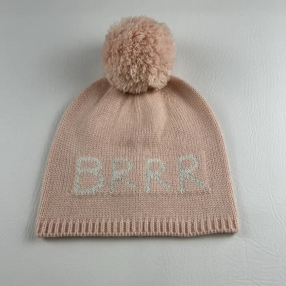 Kate Spade New York Women’s Pink Pom Pom Beanie Logo Knit Hat NWT
